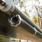RSG Accessories Rain Saver Gutter clips in use as a caravan accessory.